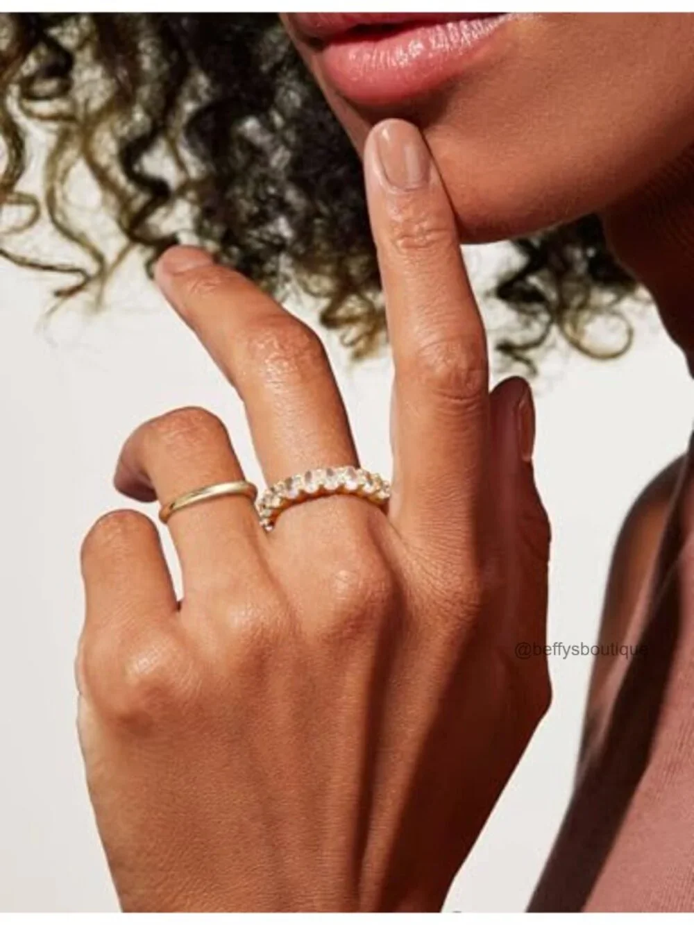 Stackable Ring Set for Women Non Tarnish 14K Gold Plated Cubic Zirconia Size